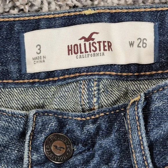 Hollister Mini Micro Distressed Denim Jean Skirt Y2K Size 3 W26 Preppy Cali - Picture 6 of 9